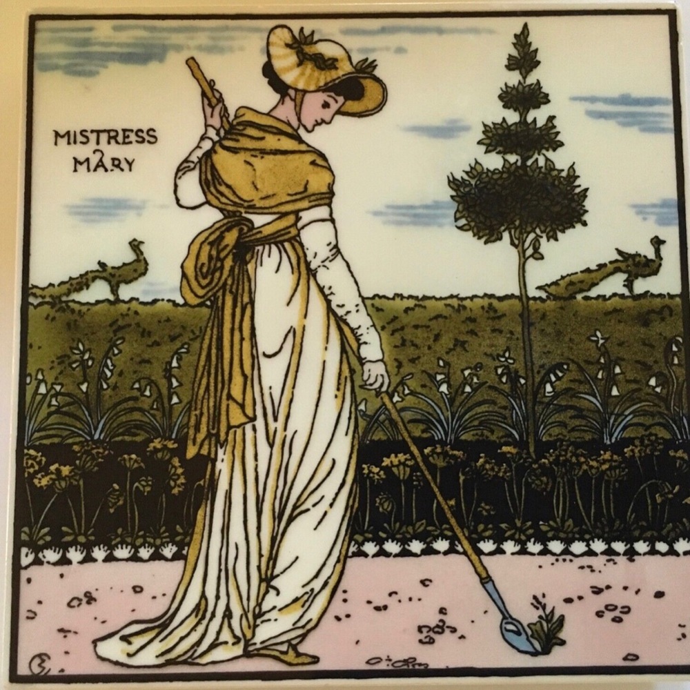 Past Times Decorative Tile Works England Mistress Mary Repro Tile Trivet